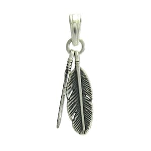 PE000919 Sterling silver pendant  925  Solid Two  Feathers