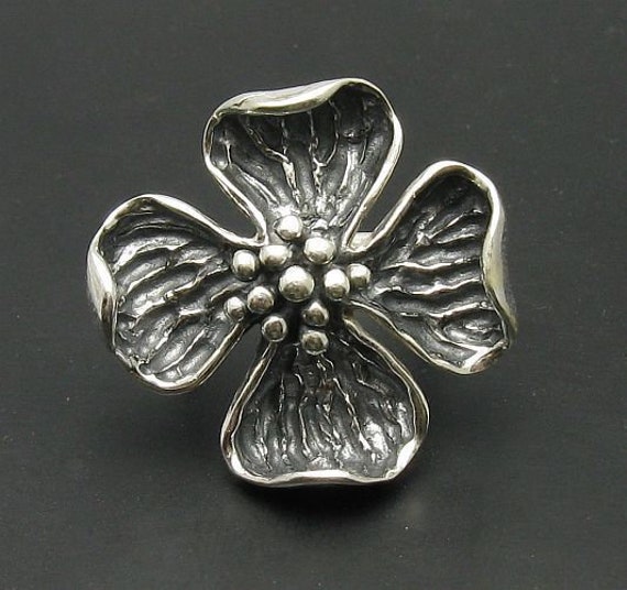 Anello Fiore Di Loto Smaltato In Argento Sterling 925 Con Giada Rossa Per Donna Aperto Regolabile - Foto 3