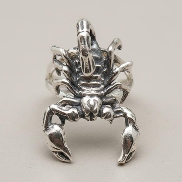 Sterling Silver Ring Scorpion Hallmarked 925 Nickel Free Adjustable Size
