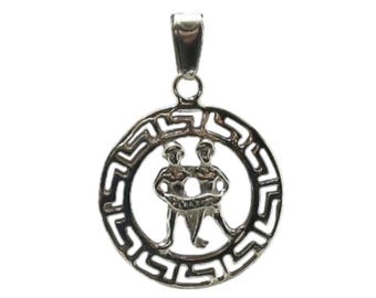 Genuine Sterling Silver Pendant Zodiac Sign Gemini Charm Hallmarked 925