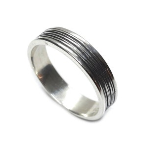 Sterling Silver Ring Patterned Band 6mm Wide Genuine Solid Hallmarked 925