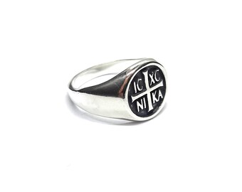 Sterling Silver Men Ring IC XC NI Ka Jesus Christ Winner