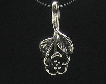 PE000575 Sterling Silber Anhänger Charm Blume rose massivem 925