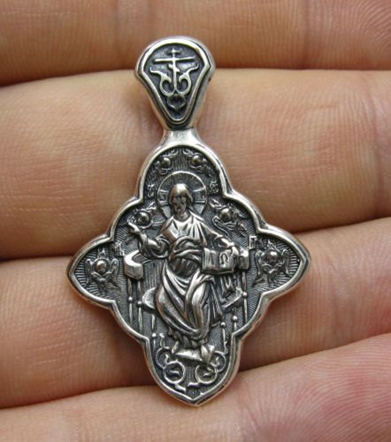 PE000732 Sterling Silver Pendant Solid 925 Orthodox Cross Saint - Etsy