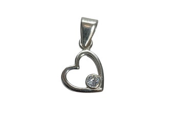 Sterling Silver Pendant Heart With Cubic Zirconia Stamped 925 Nickel Free