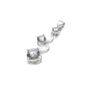 Sterling Silver Pendant Genuine Solid Hallmarked 925 With 3 Cubic Zirconia