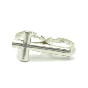 Sterling Silver Ring For Two Fingers Cross Hallmarked 925 Nickel free