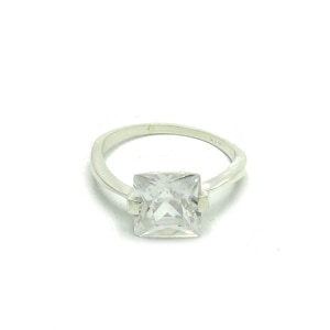 R000210 SILVER Ring Solid 925 with8x8mm CZ image 1