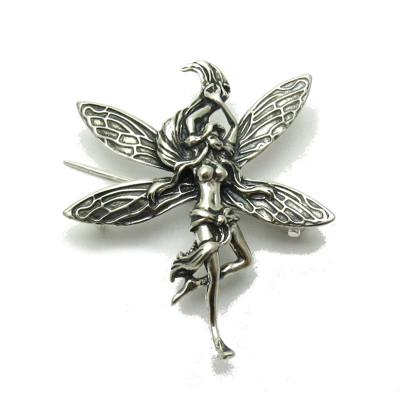 A000089 Sterling Silver Brooch 925 Fairy image 1