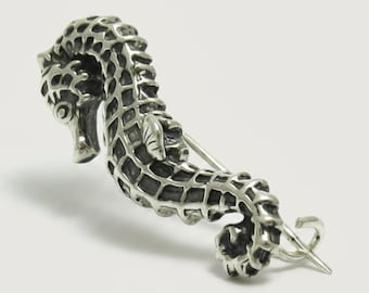 Sterlingzilveren zeepaardje broche minimalistische pin gestempeld 925 nikkelvrij