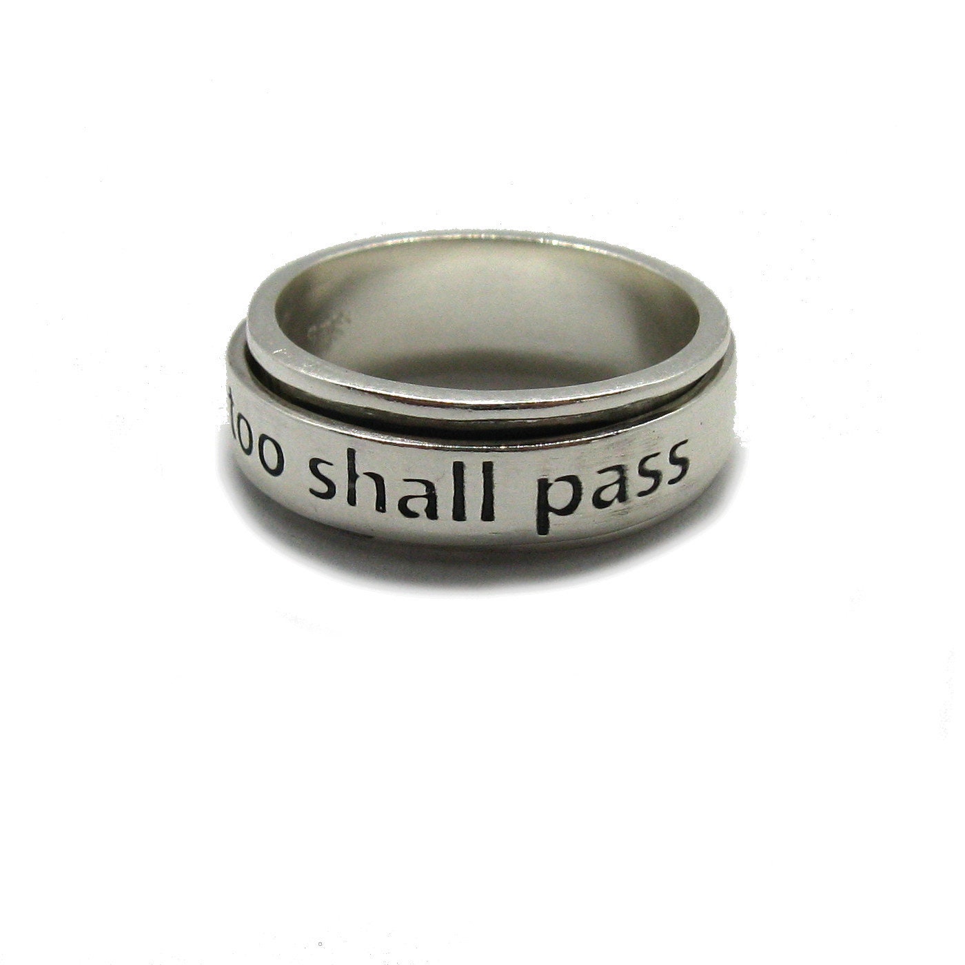 Anello In Argento Sterling 925 Fatto A Mano 'Anche Questo Passerà' - Unisex - Bulgaria