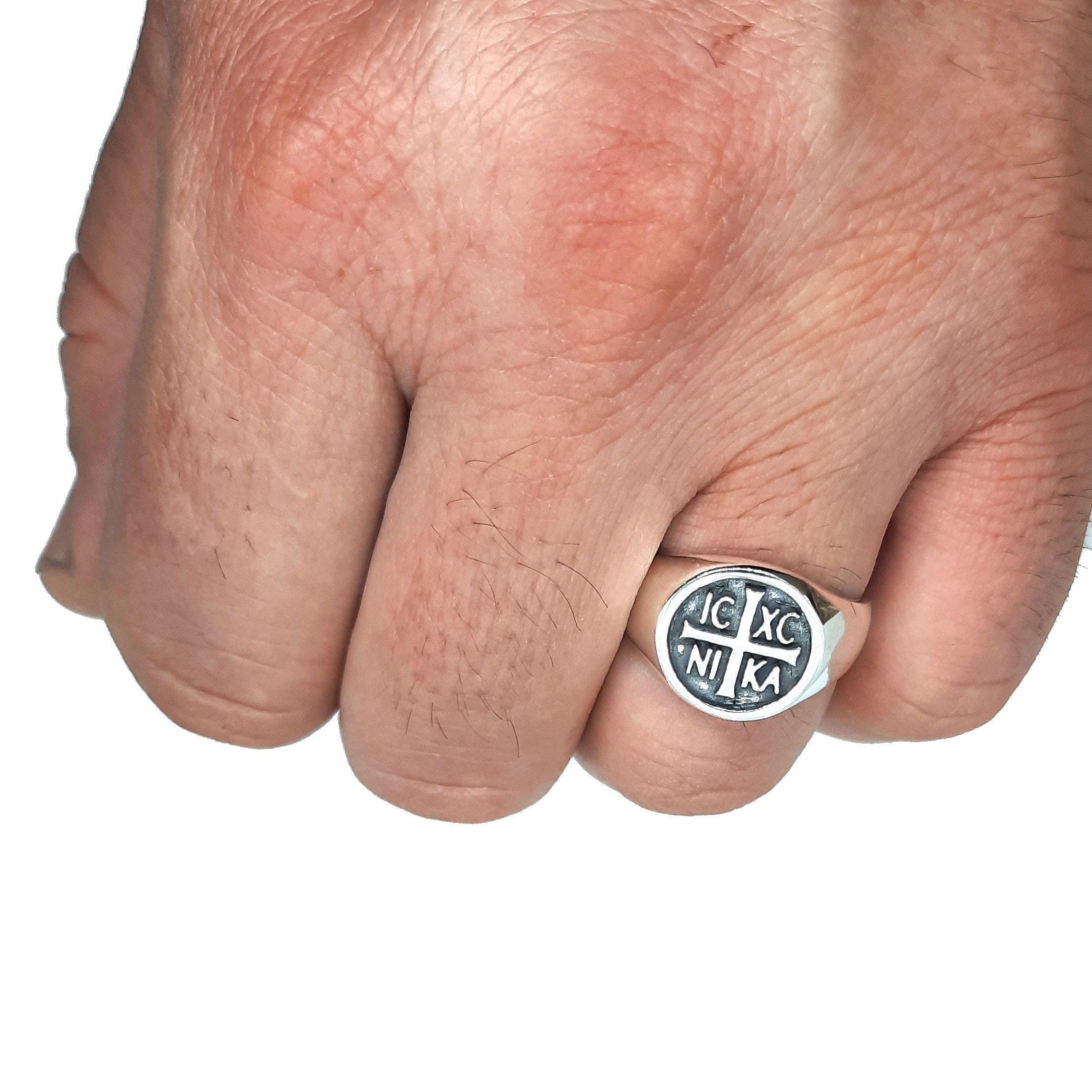 Sterling Silver Men Ring IC XC NI Ka Jesus Christ Winner Solid