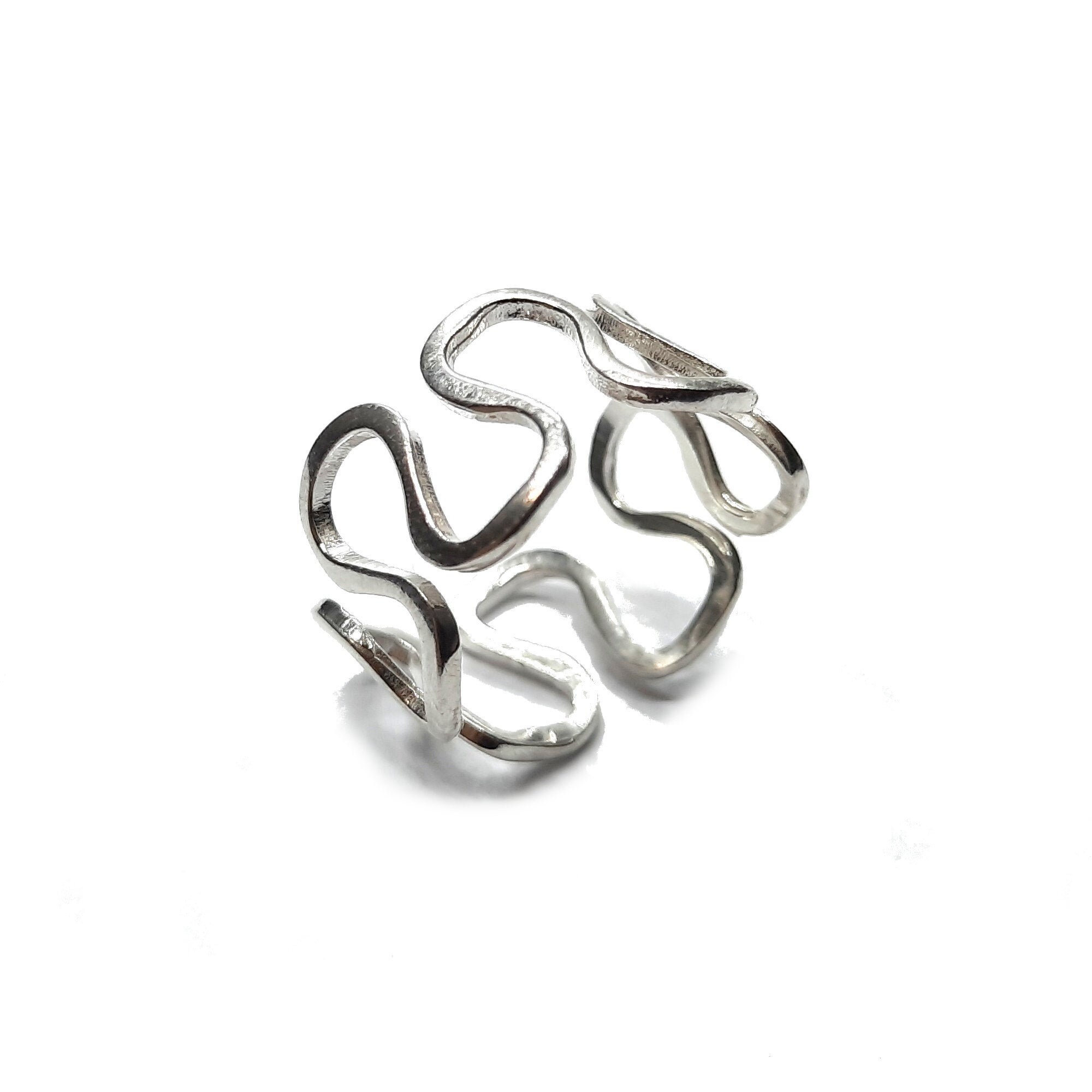 Sterling Silver Ring Wave Band Solid Genuine Stamped 925 - Etsy