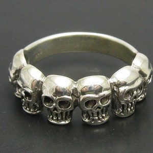 R000652 STERLING SILVER Ring Solid 925 Skull band