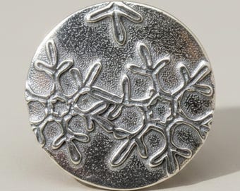Genuine Sterling Silver Statement Ring Snowflake Solid Genuine Hallmarked 925 Adjustable Size