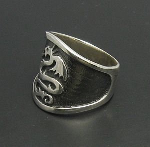 Anello In Argento Sterling Fatto A Mano Con Drago: Gioielli Gotici Mitologici, Taglia 9 - Italia - Foto 5