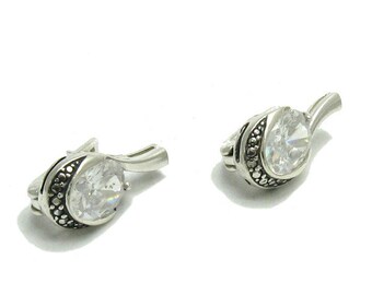 E000532 Sterling Silver Earrings 925 With CZ - Etsy
