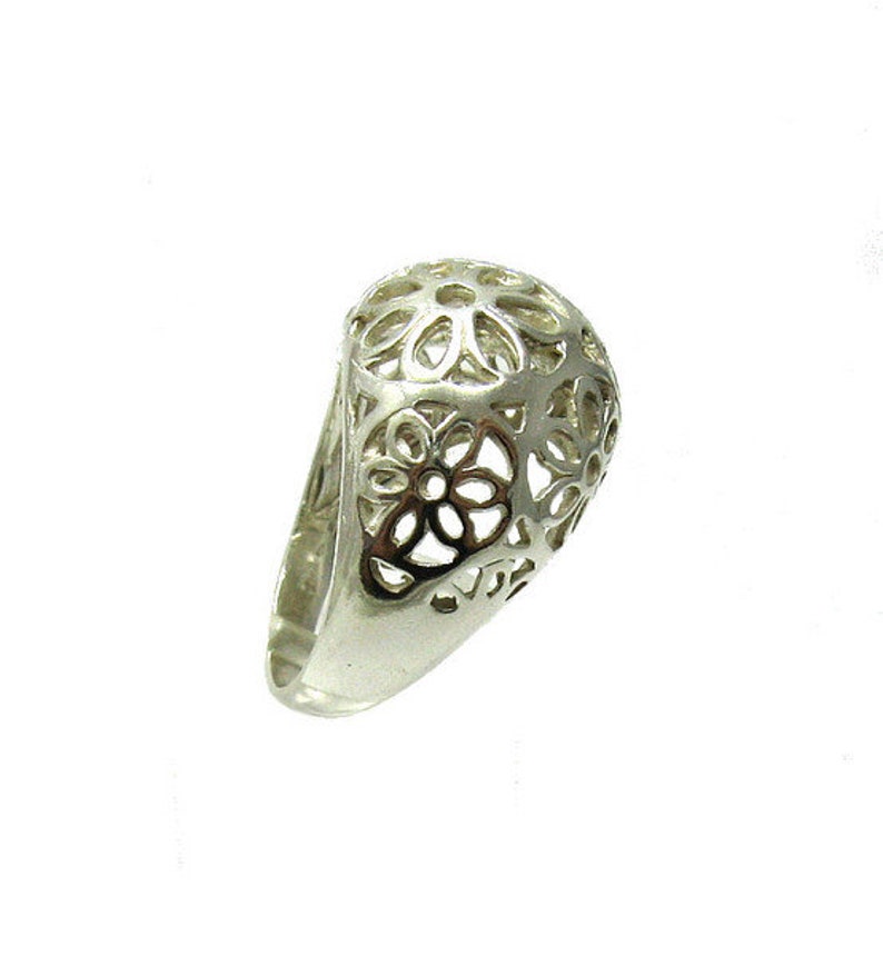 R001359 Bague Argent Massif 925 Fleur image 3