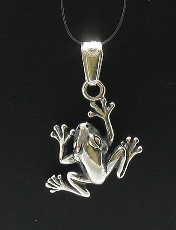 PE000256 Sterling silver pendant frog solid 925 charm Etsy