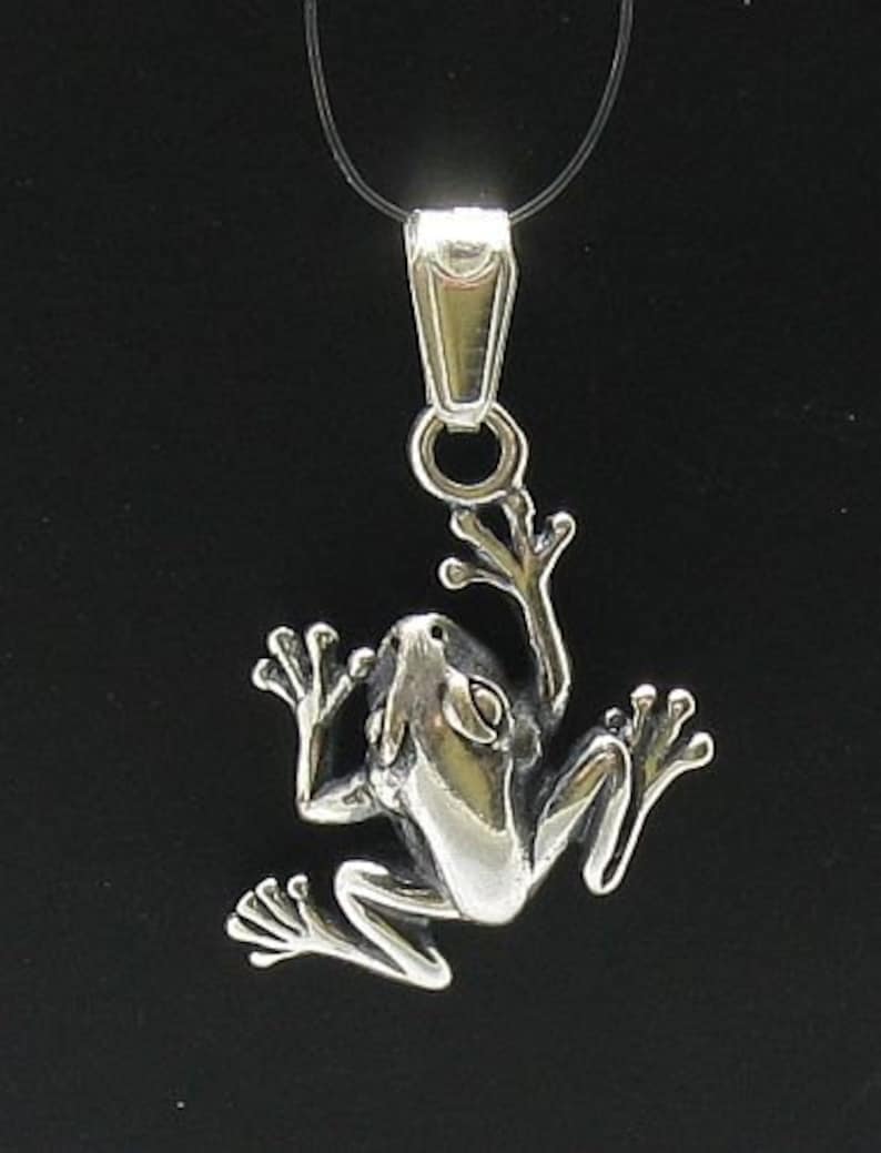 PE000256 Sterling silver pendant frog solid 925 charm Etsy