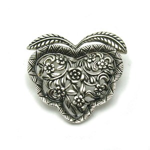 A000049 Sterling Silver Brooch925 Heart and flower