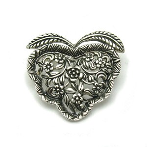 A000049 Sterling Silver Brooch925 Heart and flower imagem 1