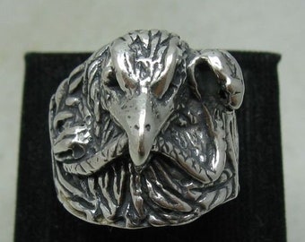 Anillo de plata de ley con águila y serpiente, macizo, genuino, con sello 925, sin níquel.