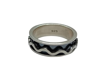 Anneau à anneaux en argent sterling massif de 8 mm de large, poinçonné 925