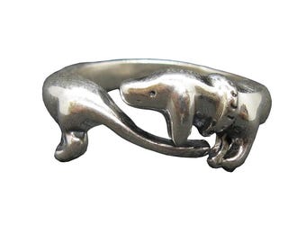 Sterling Silver Ring Dog Dachshund Genuine Solid Hallmarked 925 R002014