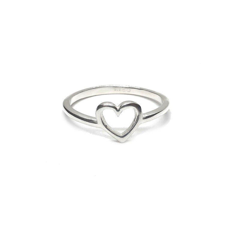 Sterling Silver Minimalist Ring Heart Solid Genuine Stamped 925 image 1