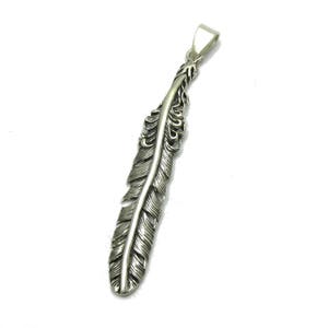 PE001243 Sterling silver pendant  Solid 925 Feather