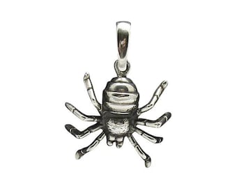 Sterling Silver Spider Pendant – Large 40x40mm 925 Gothic Tarantula