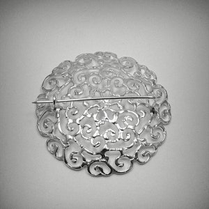 A000018 STERLING SILVER Brooch 925 Filigree image 2