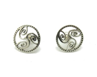 Boucles D'oreilles En Argent Massif Avec Triskels - Occasion, Style Pendant, Couleur Argenté