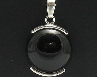PE000217  Sterling silver pendant  925  Natural Black Onyx Solid