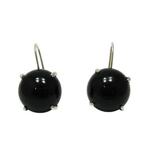 Elegant Sterling Silver Earrings With Black Onyx Stamped 925 Nickel Free