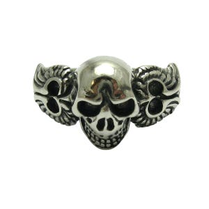 Sterling Silver Gothic Ring Skull With Wings Solid Stamped 925 Nickel Free
