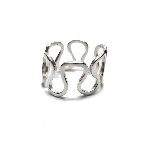 Sterling Silver Ring Wave Band Solid Genuine Stamped 925 - Etsy