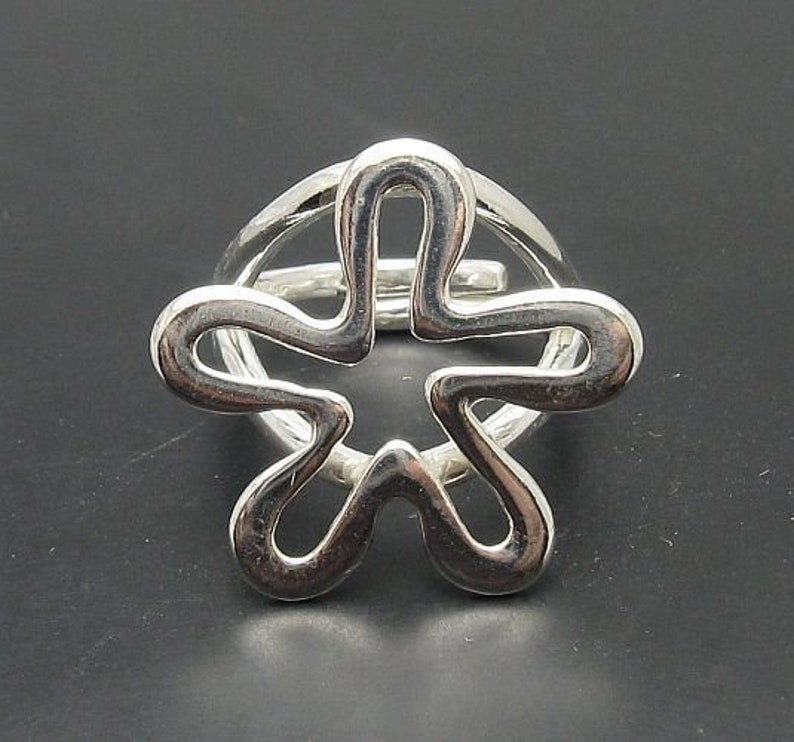 R000856 STERLING SILVER Ring Solid 925 Flower image 1