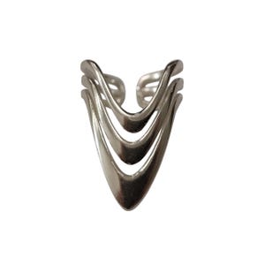 925 Sterling Silver Nail Ring – Adjustable Fingertip Ring Chevron Design