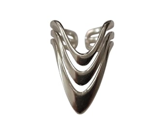 Anello per unghie in argento sterling 925 – Anello regolabile per la punta delle dita, design a zigzag