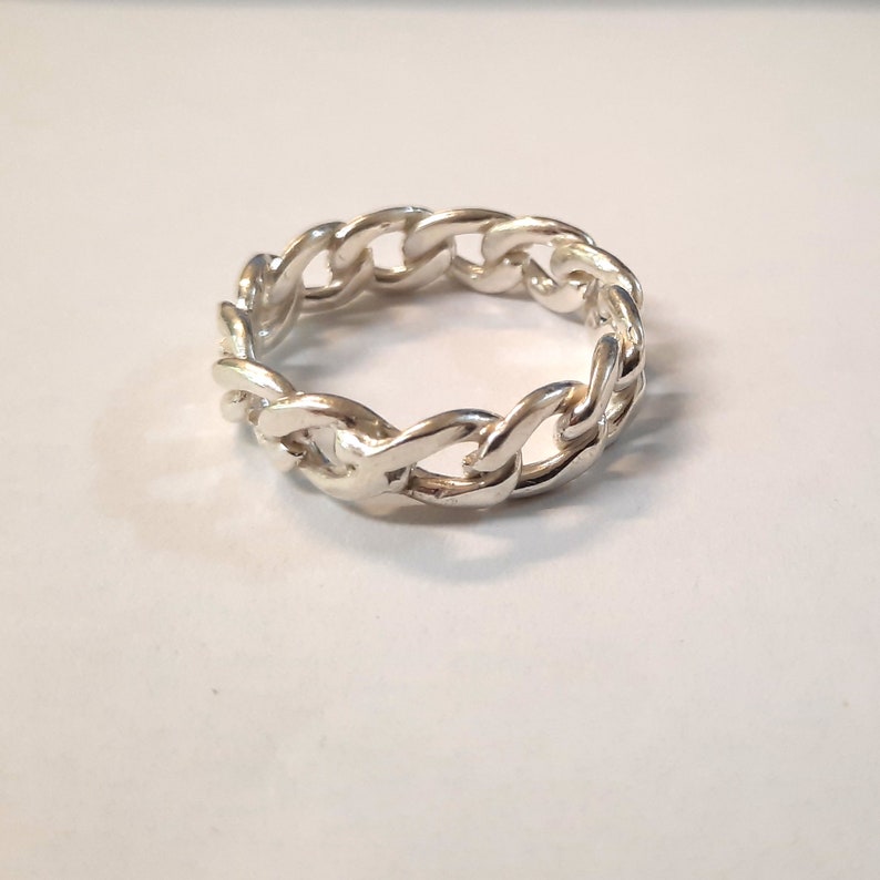 Sterling Silver Ring Chain Band Solid Genuine Stamped 925 zdjęcie 3