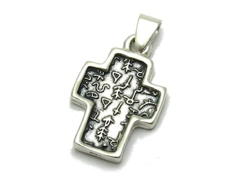 PE001234 Sterling Silber Anhänger 925er Kreuz mit alten bulgarischen Symbolen solide Kaiserin