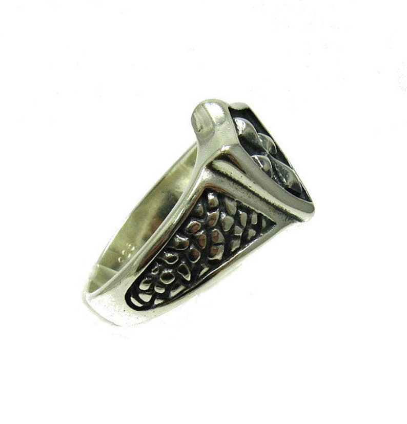 R001324 Bague Argent Massif 925 Chevalier Croix image 3