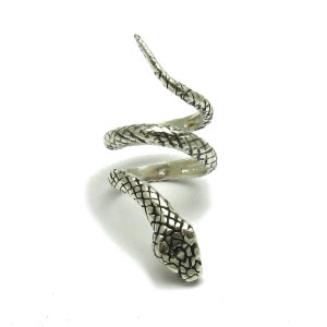 R001643 Long sterling silver ring solid 925 Snake image 1