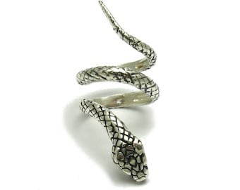 R001643 Long sterling silver ring solid 925 Snake