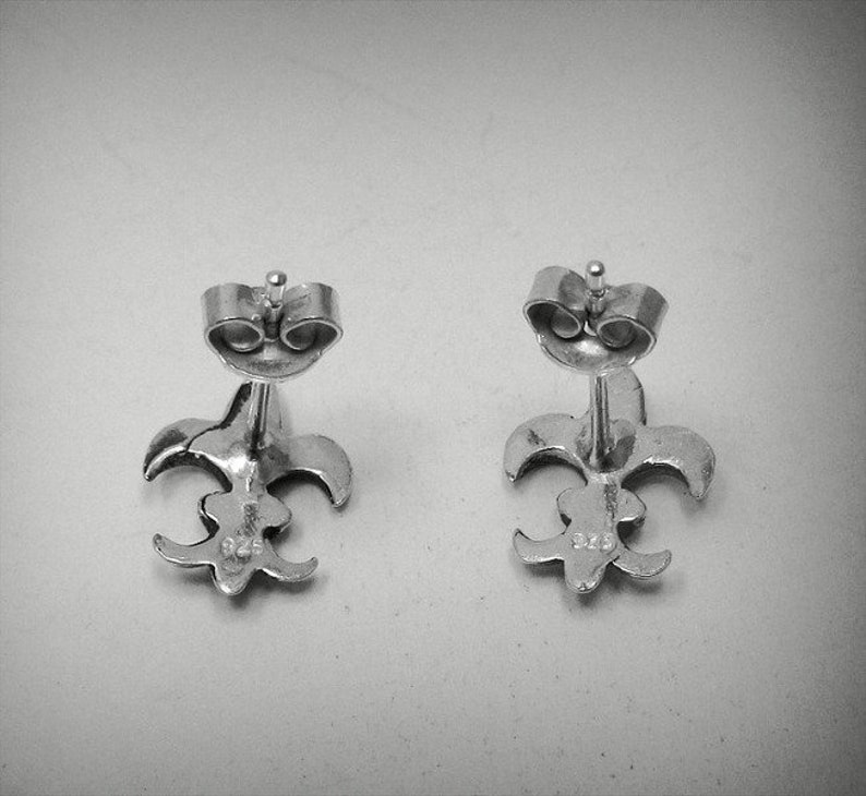 E000451 Boucles d'Oreille Argent 925 Fleur de lis image 3