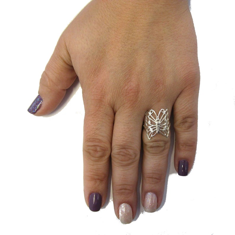 R000917 Sterling Silver Ring Solid 925 Butterfly image 4