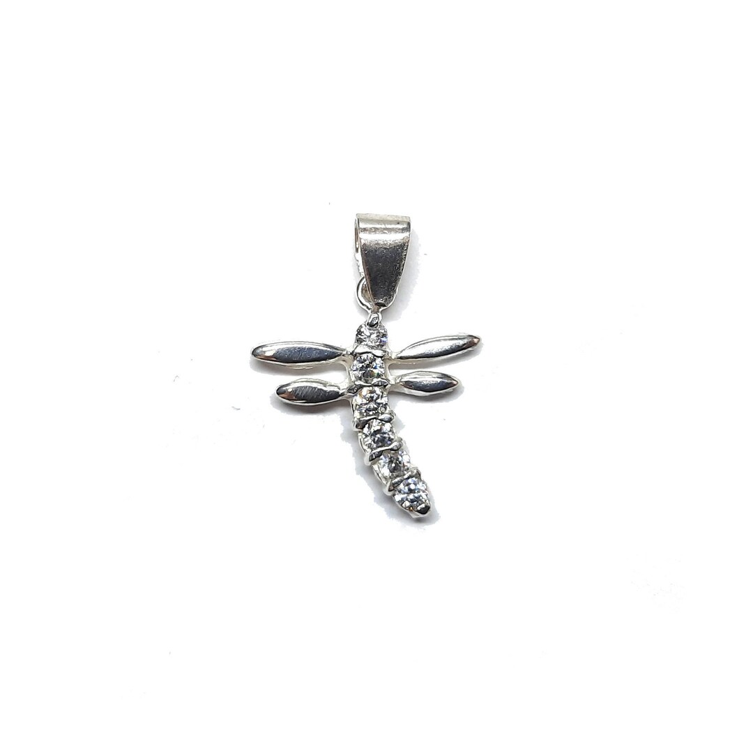 Collana a forma di cuore con libellula in argento sterling, ciondolo in zirconia cubica - Italia