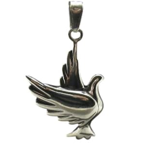 Sterling Silver Pendant Dove Solid Stamped 925 Nickel Free